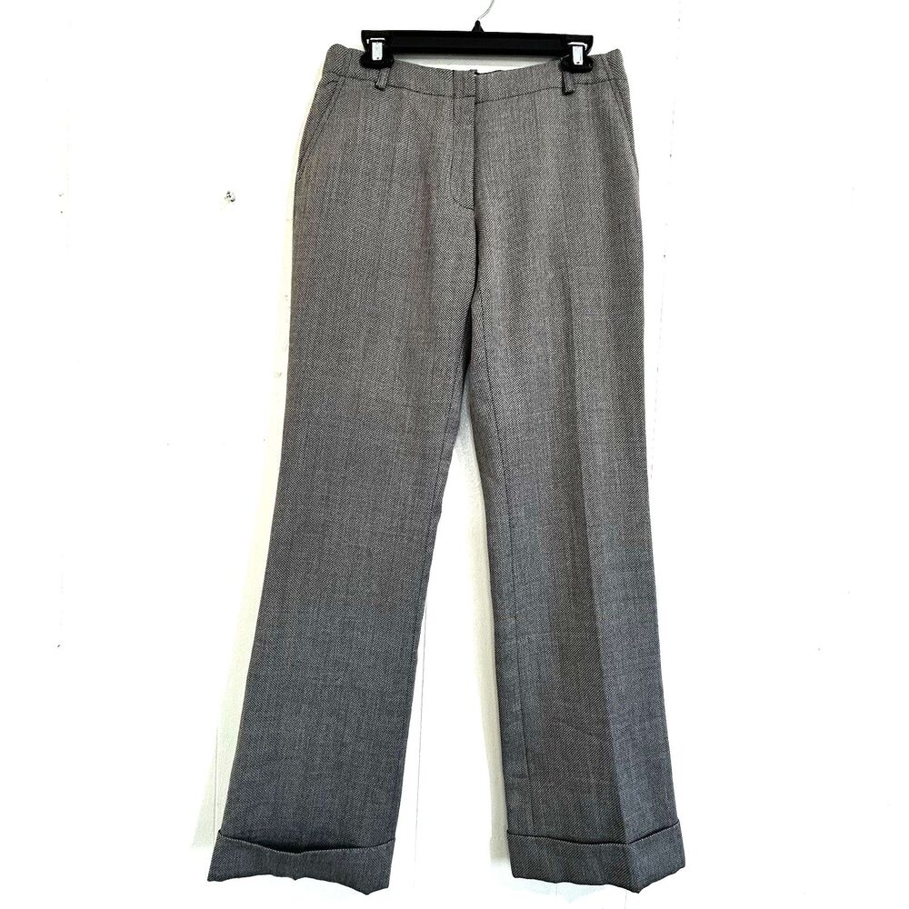 Calvin Klein Women's Wool Trouser Pants Size 8 Tan Beige Mid Rise Cuffed Leg